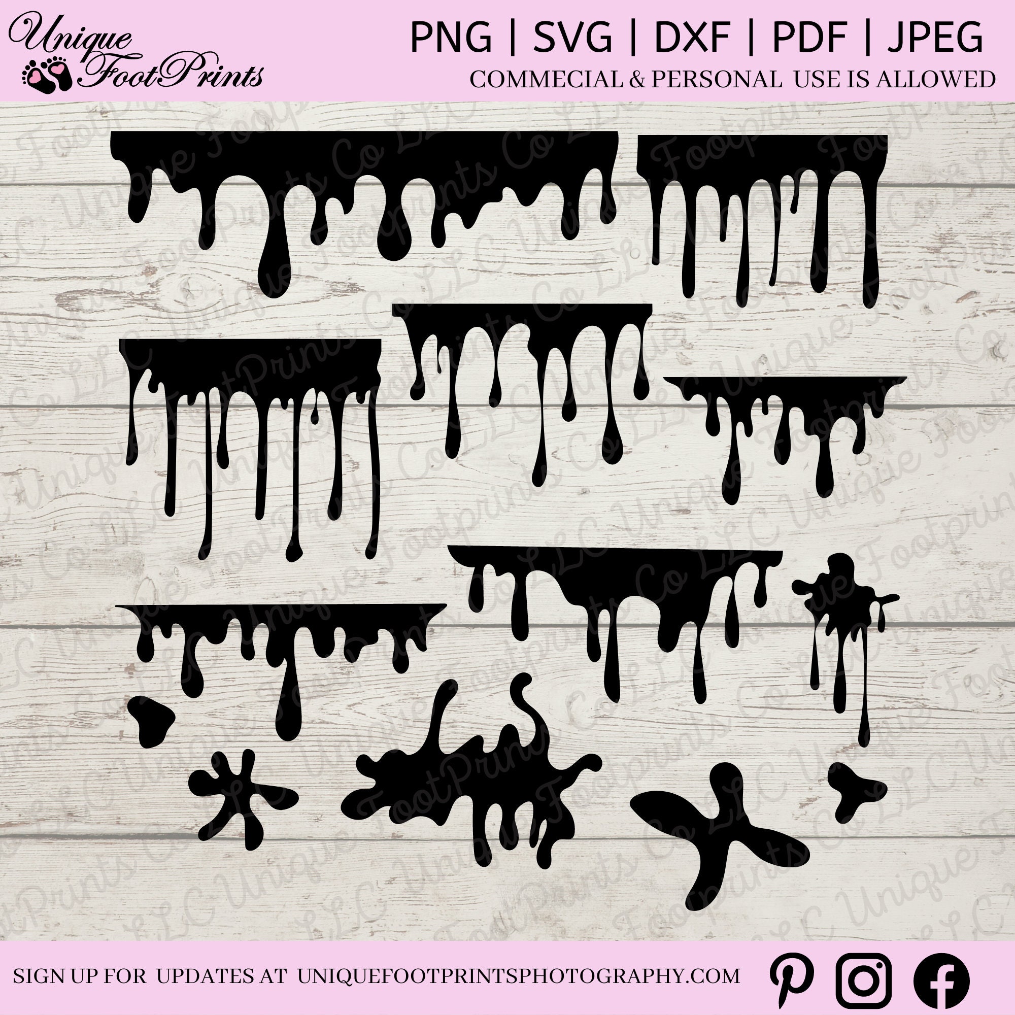 Dripping SVG Bundle, Blood Drip, Honey Drip, Paint Splots, Dripping