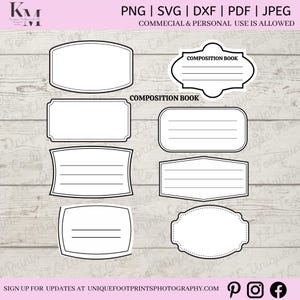 Composition Notebook SVG - Personalized Name Sticker Labels - Back to School - Teacher Gift-teacher label-round school signs-notebook labels