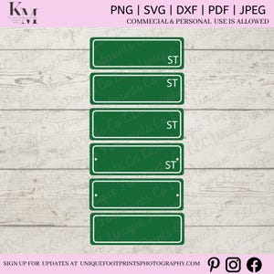 Straatnaambord SVG - sjabloon aangepaste straatnaambord - gepersonaliseerd naambord - straatnaambord clipart - Cricut gesneden bestand - groen verkeersbord