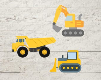 Construction Vehicles Clipart – Trucks, Bulldozer SVG (Digital Download)