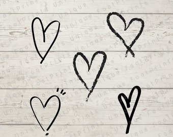 Hand Drawn Heart SVG Bundle – Doodle Clipart (Instant Download)