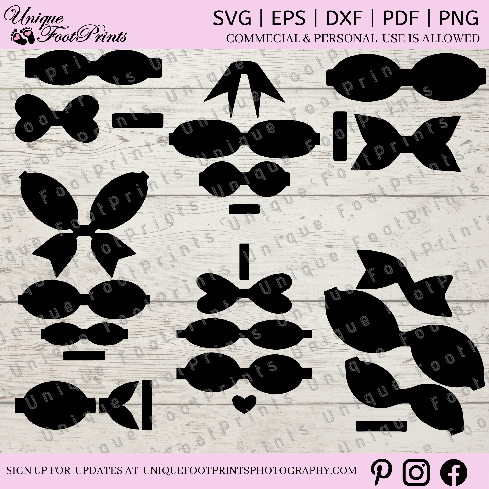 3D SVG Hair Bows Svg Template Svg Bow Template Bow Bow Cut File 3D Bow ...