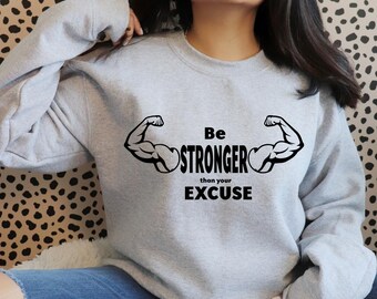 Inspirational Fitness SVG – Be Stronger Than Excuses, Workout Design (Digital Download)