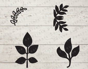 Floral Leaves SVG Bundle - Hand Drawn Clipart for Cricut - Botanical Designs - Digital Download-Hanging Plant SVG - Floral Wall Decor