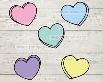 Conversation Hearts SVG | Valentine Clipart, Cricut Cut File (Digital Download)