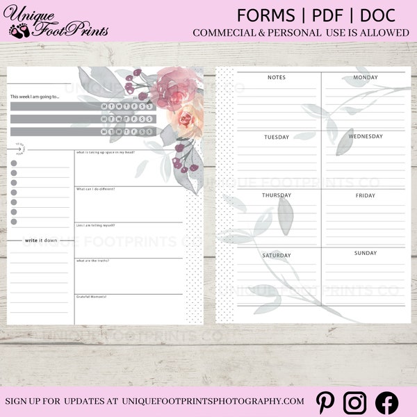 Monthly Planner printable INSTANT Download, Discbound weekly layout insert, weekly layout for planners, calendar template layout, ARCH disc