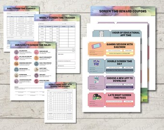 Screen Time Rules Checklist | Chore Chart, Reward Coupons (Digital Download)