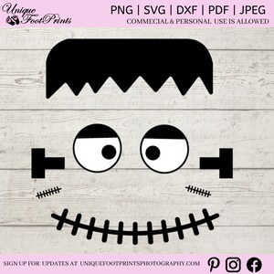 Frankenstein Face | Monster Face | Halloween Clipart | Girls Halloween Svg | So Franken Cute Svg | Frankenstein Svg | Digital Download