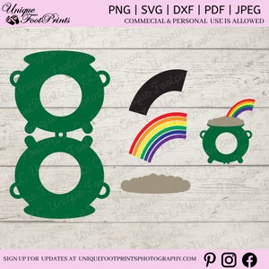Pot of Gold, lollipop holder svg, St. Patrick&#39;s Day, favor kids, DIY, craft for kids, sucker holder, rainbow Svg cut files, INSTANT DOWNLOAD