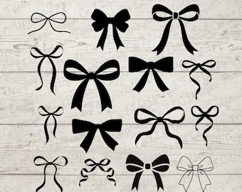 Ribbon Bow SVG Bundle - Coquette Bow SVG - Hair Bow Outline Cut Files PNG dxf Cricut Download