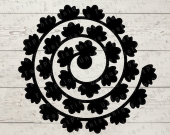 Rolled Flower Svg | Paper Flower Template Svg | Paper Flower Svg Digital Download | Leaves Svg | Flower Clipart | Digital File
