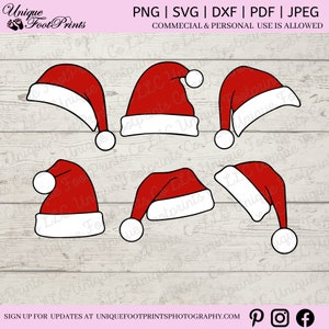 Santa Hat SVG, Santa hat cut file, Christmas Hat Svg Bundle, Elf Hat Svg, Xmas Clipart, Holiday Winter hat svg, Silhouette Cricut, Santa svg