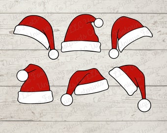 Santa Hat SVG Bundle, Christmas Elf Hats Clipart (Digital Download)