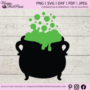 Bubbling Cauldron SVG | Vector Clipart | Fall Cut File | Halloween File | Svg Dxf Eps Png | File for Silhouette Instant Download | Spooky