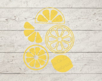 Zitrone SVG Bundle - Limonade Digital Cut Files - Hallo Sommer Clipart für Cricut-Zitronenscheibe SVG - Zitrone Clipart - Frischer Sommer