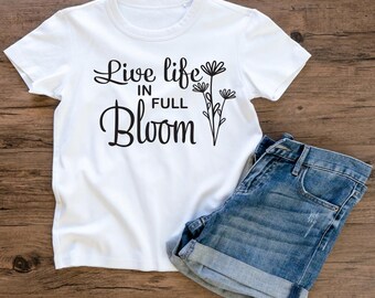 Vive la vida en plena floración Svg / Hola primavera Svg / Archivos de corte digitales / Citas escritas a mano / Florece donde estás plantado Svg / Pascua Svg