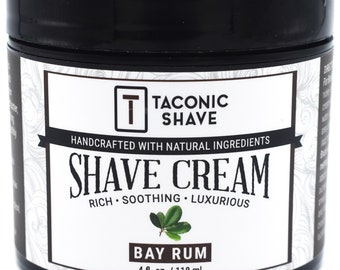 Taconic Shave Bay Rum Naturally Slick Shave Cream - Artisan Made in the USA with Organic Oils