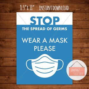 Wear A Mask Sign, Printable, INSTANT DOWNLOAD, Please Wear A Mask, Cover Your Face, Mask Sign, Mask Required, Face Mask Required