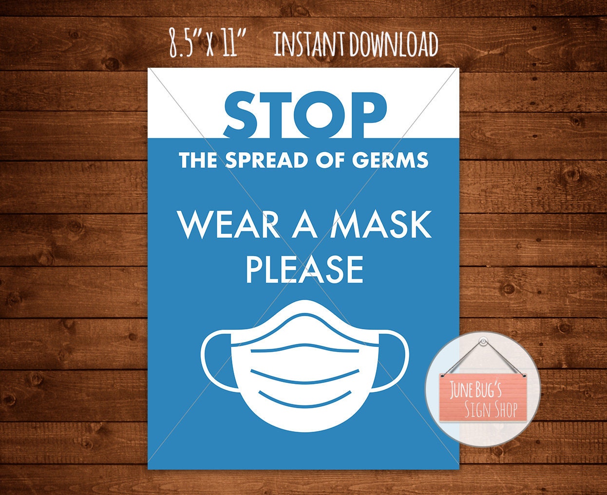 Wear A Mask Sign Printable INSTANT DOWNLOAD Please Wear A - Etsy España