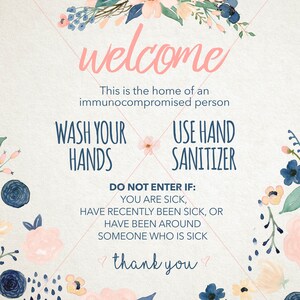 Wash Hands Sign, PRINTABLE INSTANT DOWNLOAD, Home Door Sign ...