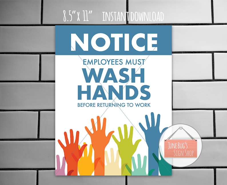 Clean Fingers Indication, PRINTABLE Quick Obtain, Personnel Ought to Clean Fingers Ahead of Returning towards Get the job done photograph about Wash Hands Sign Printable titled Clean Arms Indication, PRINTABLE Fast Down load, Workforce Need to Clean Palms Ahead of Returning toward Energy
