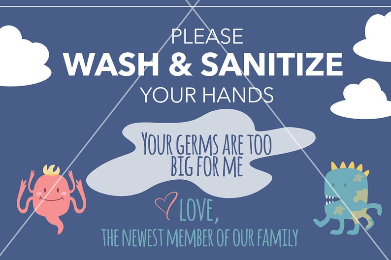 Wash Your Hands Tent Sink Sign Printable Instant Download Sanitize Newborn Sign Baby Sign Preemie Germ Free Zone Premature Infant