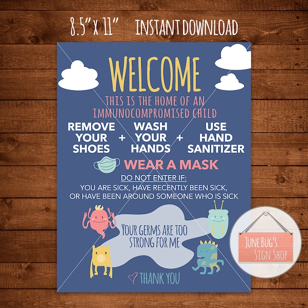 Immunocompromised Sign - Etsy