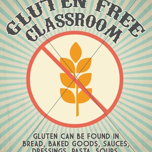 Gluten Free Sign, PRINTABLE INSTANT DOWNLOAD, Classroom, Daycare or ...