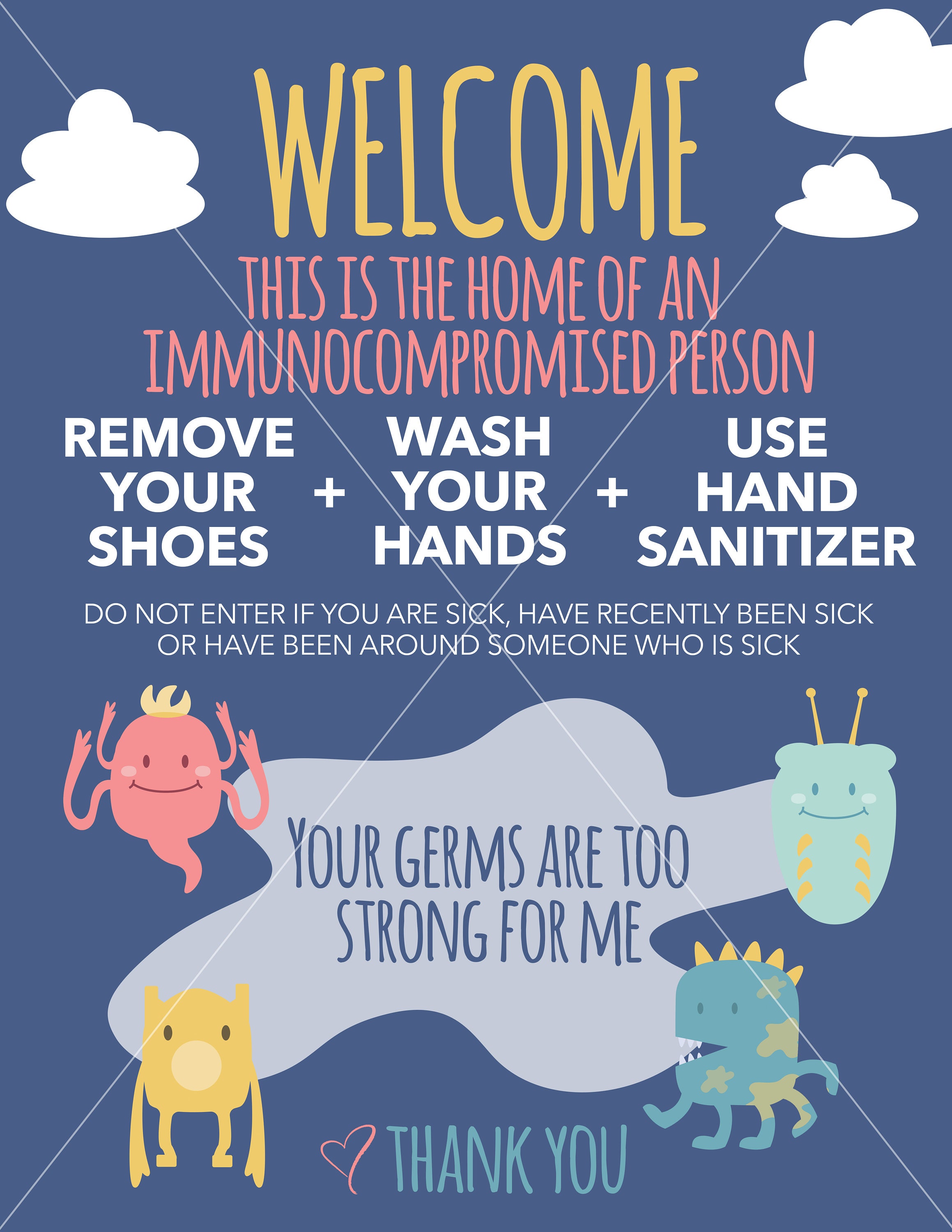 Wash Hands Welcome Sign, PRINTABLE INSTANT DOWNLOAD, Front Door Sign ...
