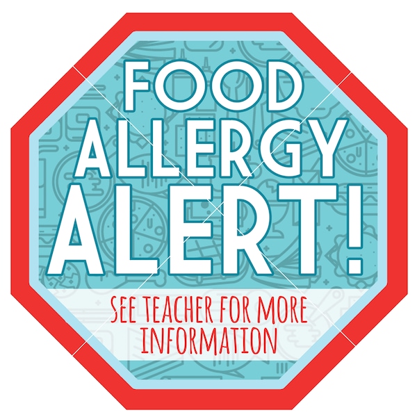 Allergy Alert Stop Sign, PRINTABLE INSTANT DOWNLOAD, Lunchbox Sign, Car Seat Sign, School Sign, Nut Allergy, Food Allergy Sign, Stop Sign