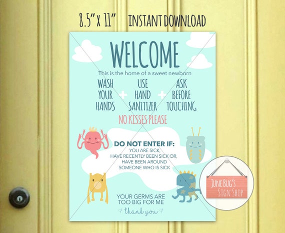 Wash Hands Welcome Sign Printable Instant Download Hospital Etsy