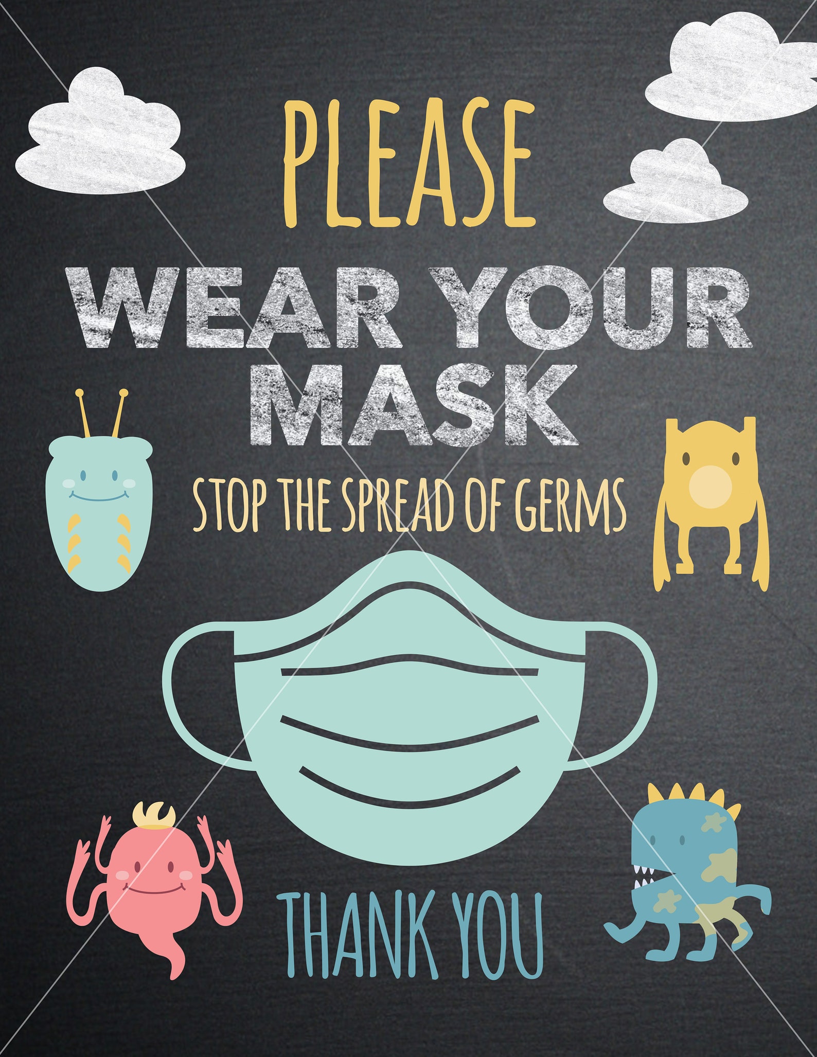 Wear A Mask Sign Printable INSTANT DOWNLOAD Classroom | Etsy
