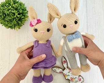 Amigurumi Bunny Crochet Pattern - PDF Instant Printable Download- Boy and Girl Version