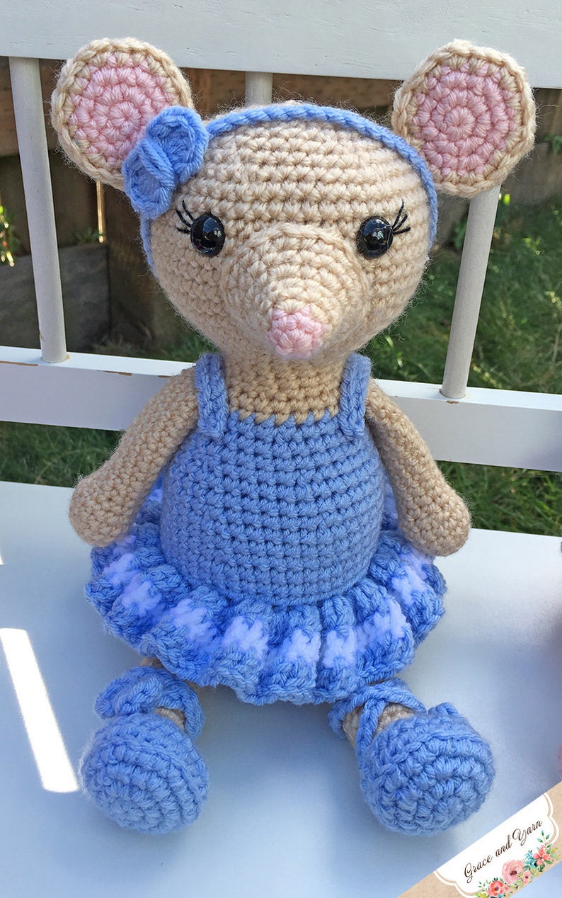 Amigurumi Ballerina Ostrich, Mouse and Kitten Pattern Instant Download Crochet Pattern and Tutorial image 8