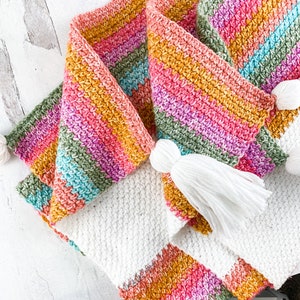 Crochet Linen Stitch Blanket Pattern - Instant Download
