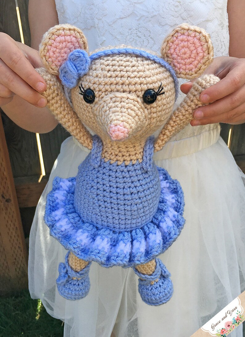 Amigurumi Ballerina Ostrich, Mouse and Kitten Pattern Instant Download Crochet Pattern and Tutorial image 4