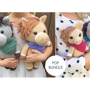 Large and Small Amigurumi Horse and Donkey Pattern - Instant Download - Crochet Pattern Bundle