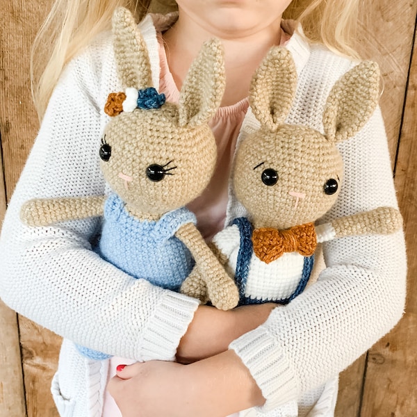 Amigurumi Bunny Crochet Pattern - PDF Instant Printable Download- Boy and Girl Version