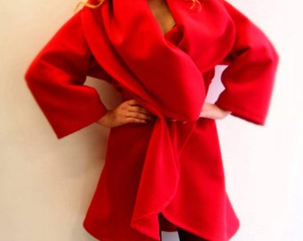 NEW  Coat,Wrap Red Women Coat ,One Size Coat , Gift for HER