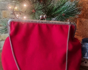 Red Cashmere Frame Clutch Bag for her, Gift for her, Party clutch,
