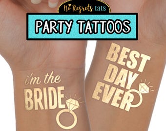 Bachelorette Party Tattoo Brautjungfern Tattoos Bachelorette Tattoos Gold Tattoos Metallic Tattoos Bräute Tattoos Junggesellinnen