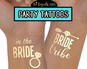 Bachelorette Party Tattoos / Bachelorette Safari / Bride Tribe / Brautjungfer Geschenke / Gold temporäre Tattoos / Junggesellinnenparty Gastgeschenke Henne