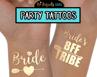 Gold foil tattoos for bachelorette party and hen party / Bachelorette tattoo / Bride's BFF / Bride Tribe Tattoos for an amazing party