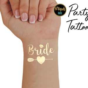 Bride Temporary Tattoo: Gold Bachelorette Party Favor