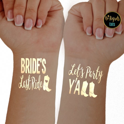 Bride S Last Ride Tattoos Cowboy Theme Bachelorette Etsy