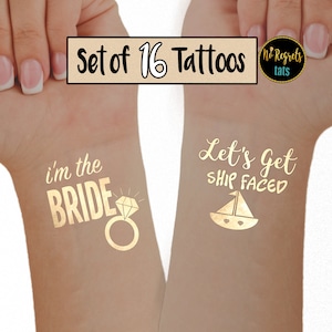 Let’s Get Ship Faced Bachelorette Party Tattoos / Faveurs de l’enterrement de vie de jeune fille / Tatouage Bachelorette / Tatouage feuille d’or / Bachelorette nautique