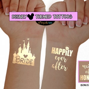Disney Thema Happily Ever After Crew, Prinses Bruid, Disney bachelorette tattoo / ThemaPark Bachelorette / Disney Tattoos, Disney bruiloft
