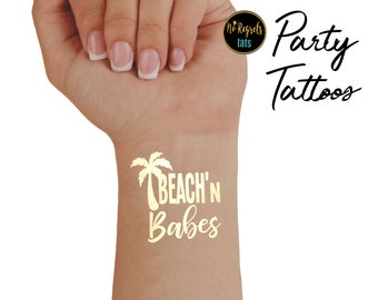 Beach Party Tattoos / Gold Party Tattoos / Tropische Party Tattoos / GoldFolie Tattoo / Metallic Gold Tattoos / Strand Ziel Tattoos