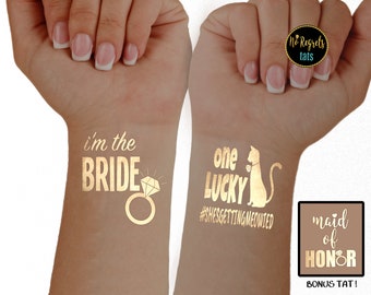 Tatuajes de despedida de soltera Meowied: recuerdos de despedida de soltera con papel dorado