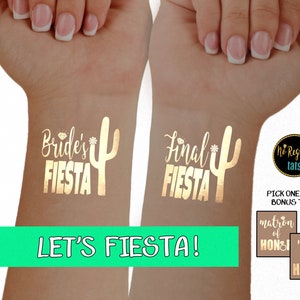 Fiesta Bachelorette Tattoos: Gold Cactus Hen Party Favors